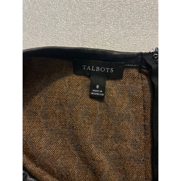 Talbots Faux Leather Trim A-Line Dress Fall Leopard size 8 - Picture 5 of 5